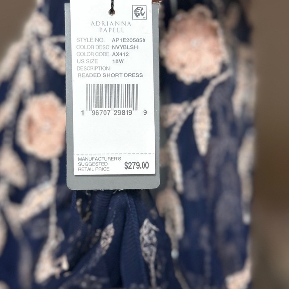 Adrianna Papell Flutter Sleeve Blue and Pink Midi Dress - Picture 5 of 5